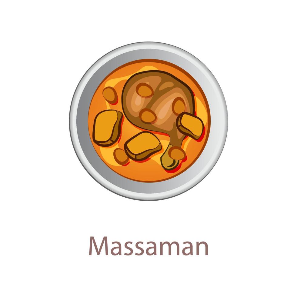 top view of popular food of Thailand,Massaman Curry vector