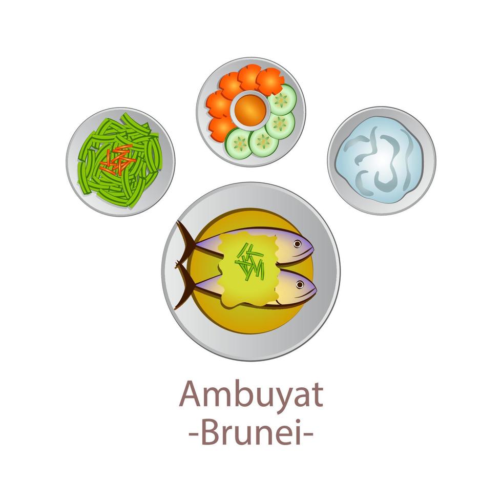 top view of popular food of ASEAN national,Ambuyat,in cartoon vector