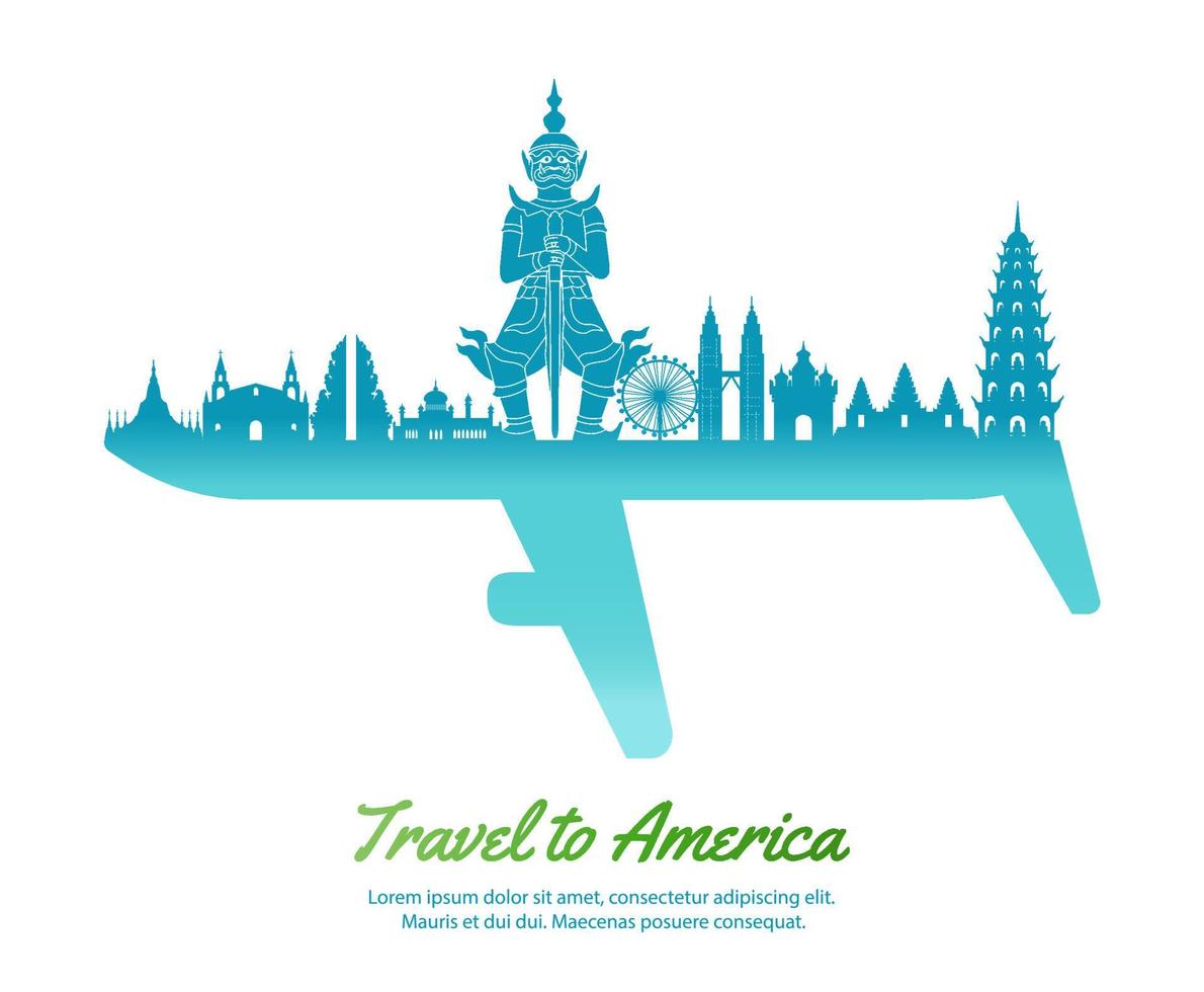 America landmarks and part of another side look like plane symbol by concept art vector