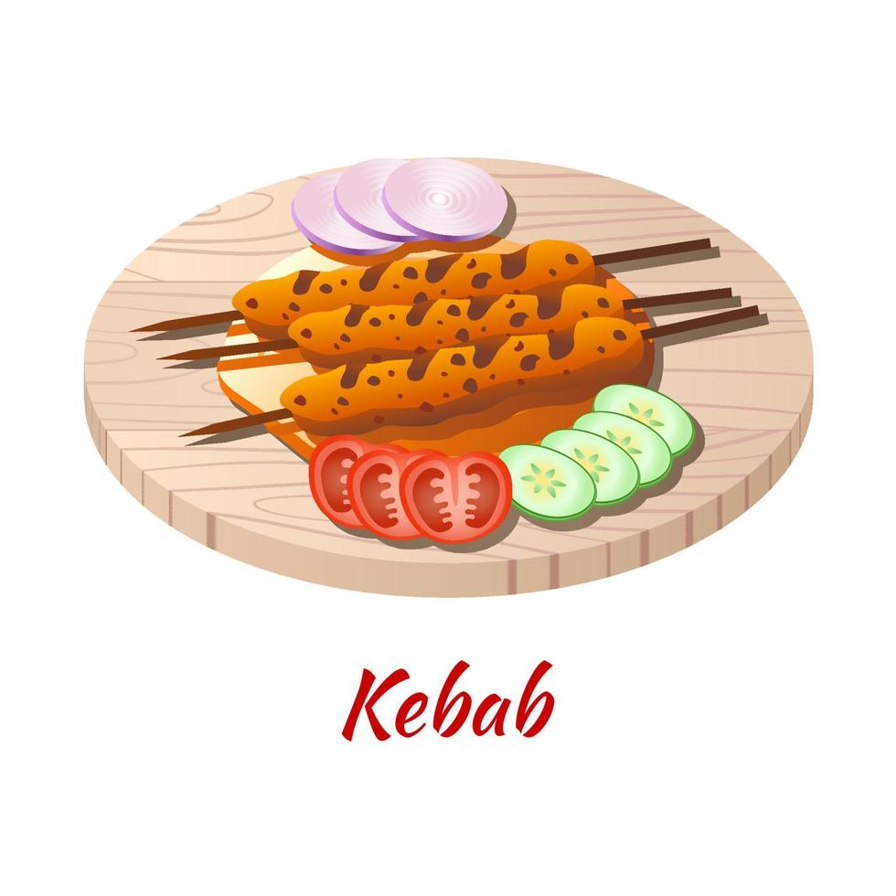 Kebab is delicious and famous food of Halal in colored gradient design icon vector