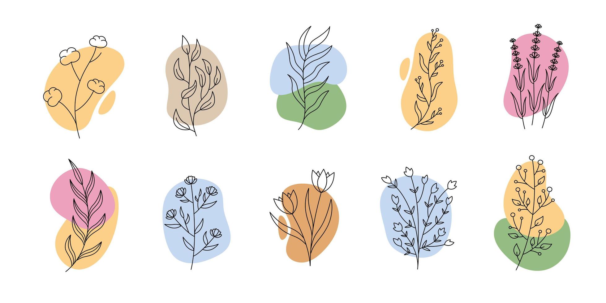 Hand drawn twigs and spots. Vector illustration for logo, insta highlight, icon