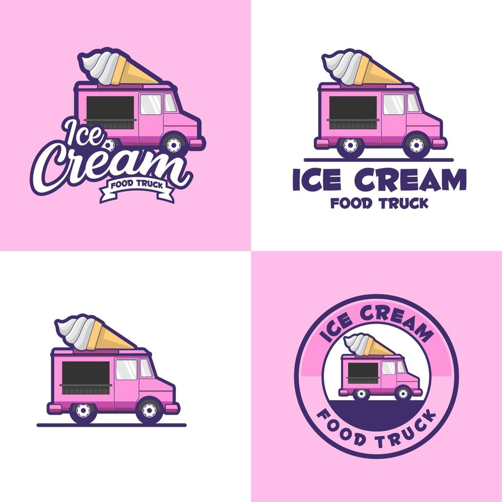 ice cream food truck logo template vector