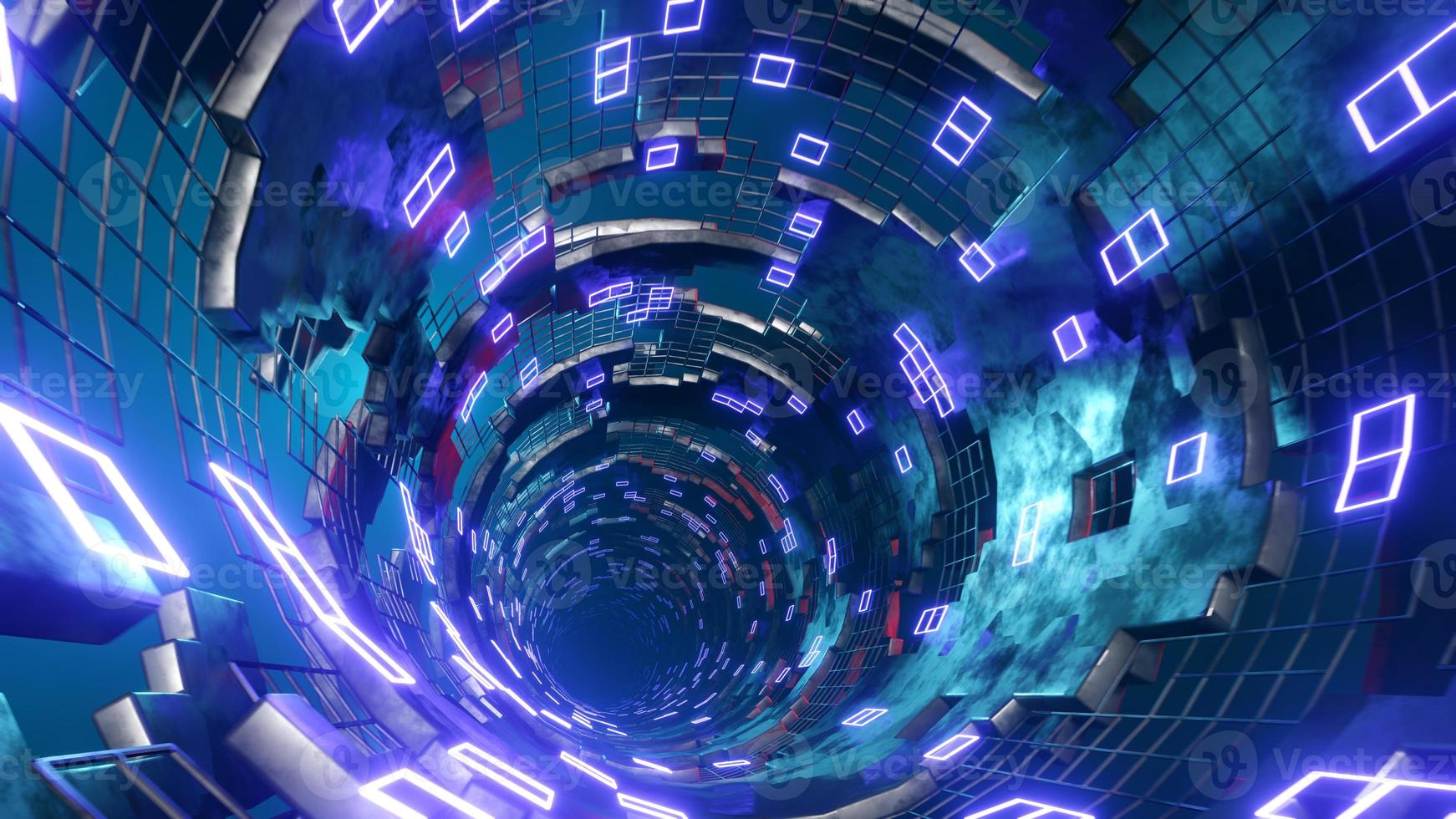 3D rendering of futuristic sci-fi or neon tunnel photo