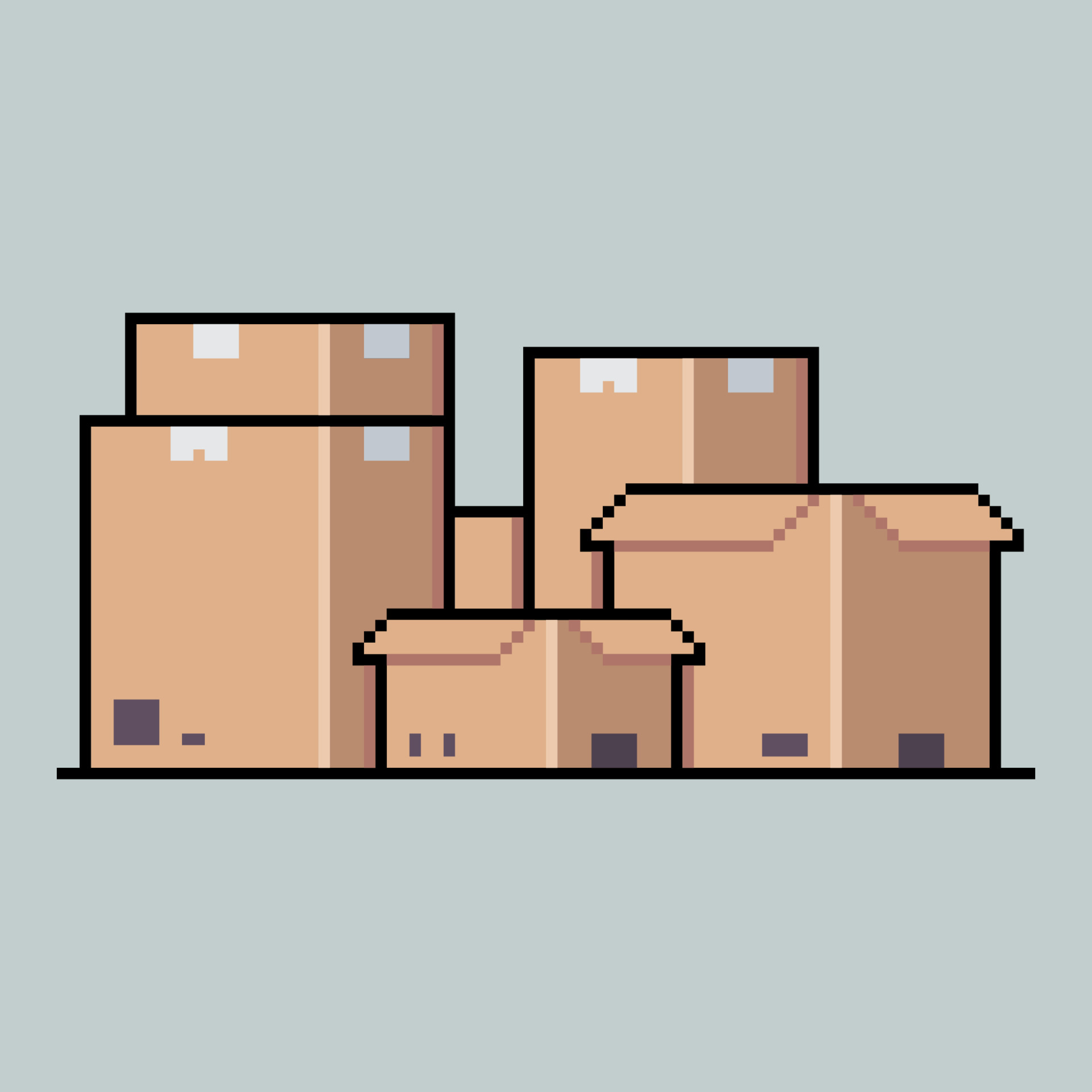 Box, Package, Carton, Product And Parcel Pixel Art. Icon Design Pixel