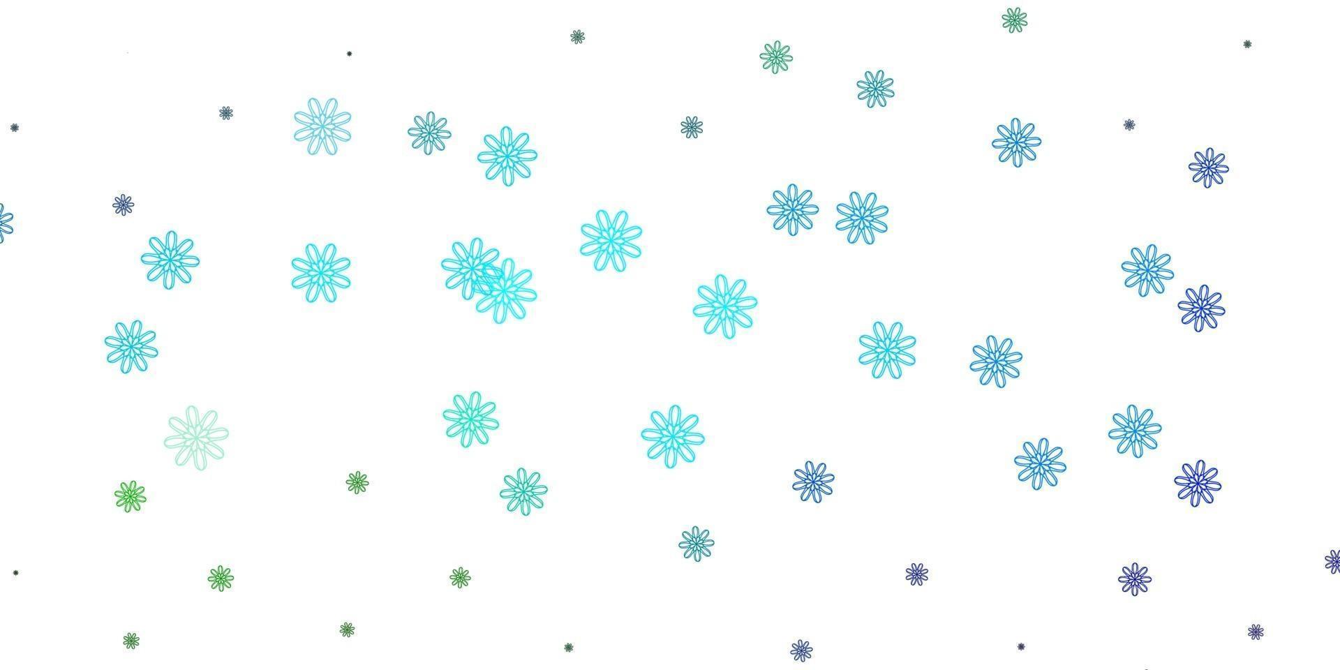 Light Blue, Green vector doodle template with flowers.