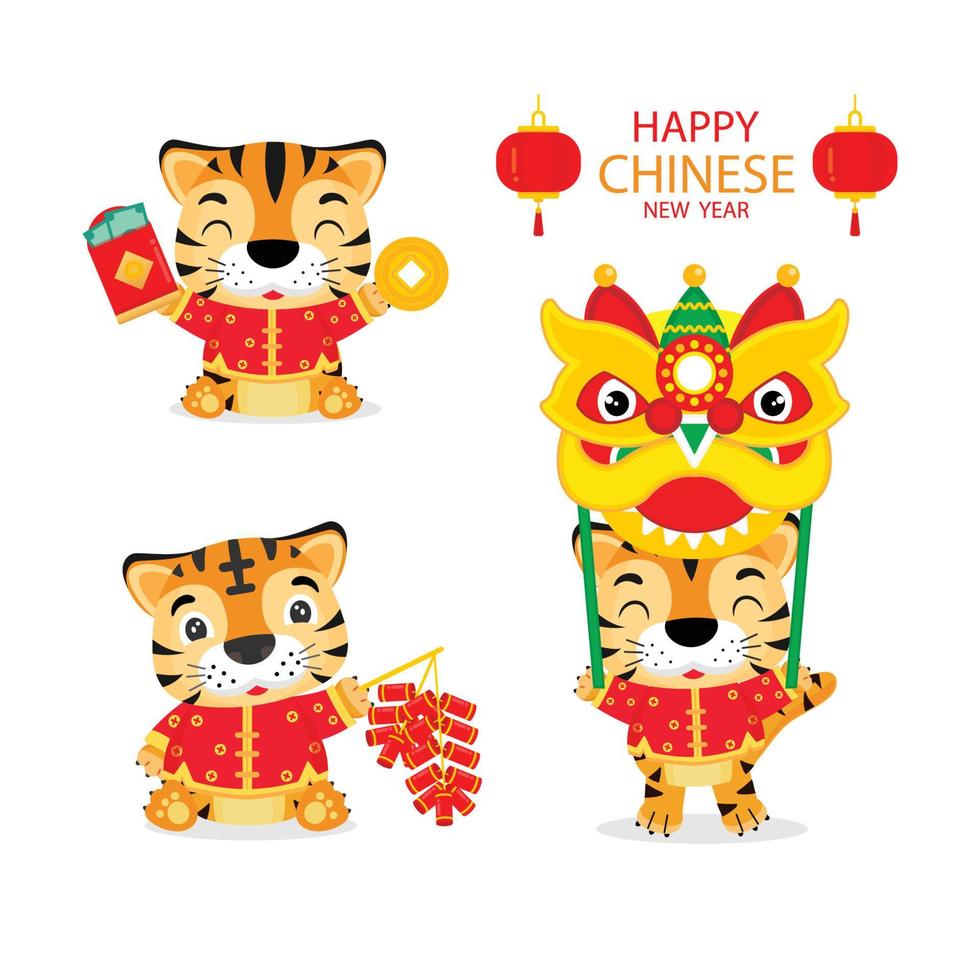 Chinese new year 2022, year of the tiger. vector