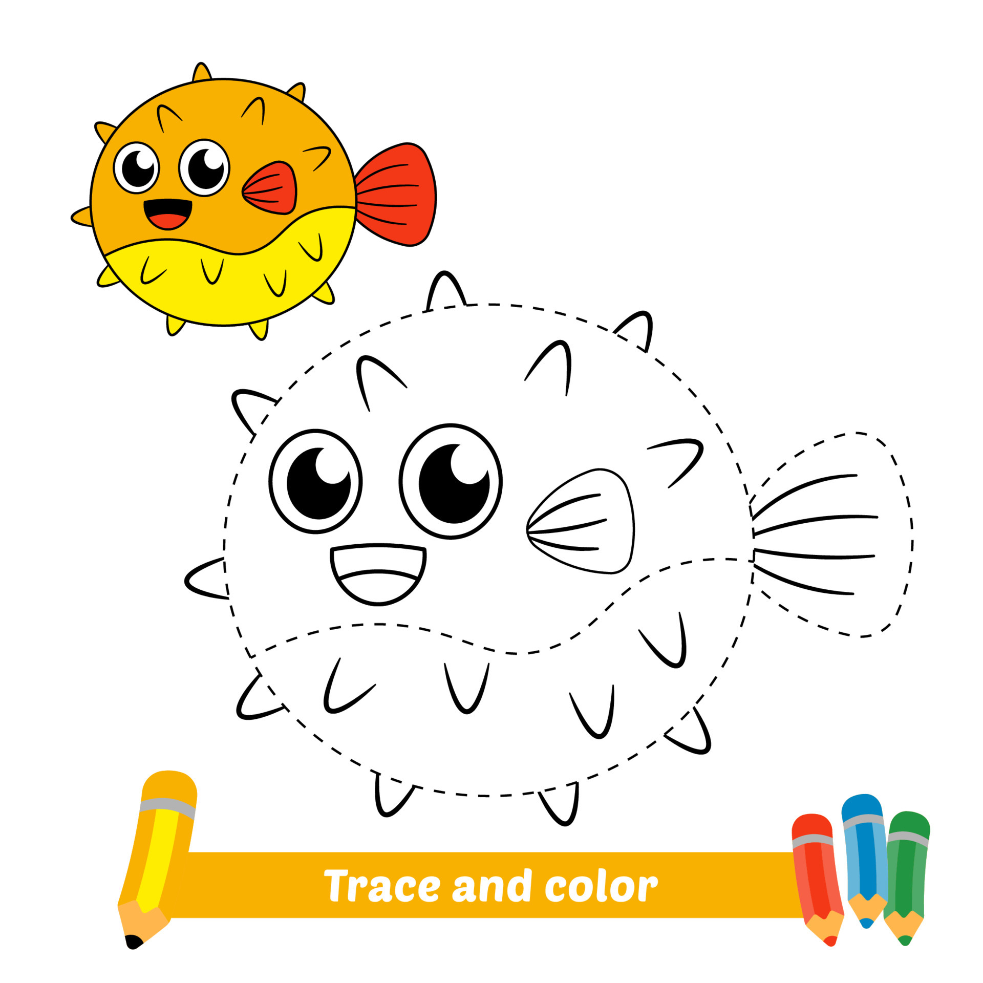 rastro y color para niños, vector de pez globo 5275394 Vector en Vecteezy rastro y color para niños, vector de pez globo 5275394 Vector en Vecteezy