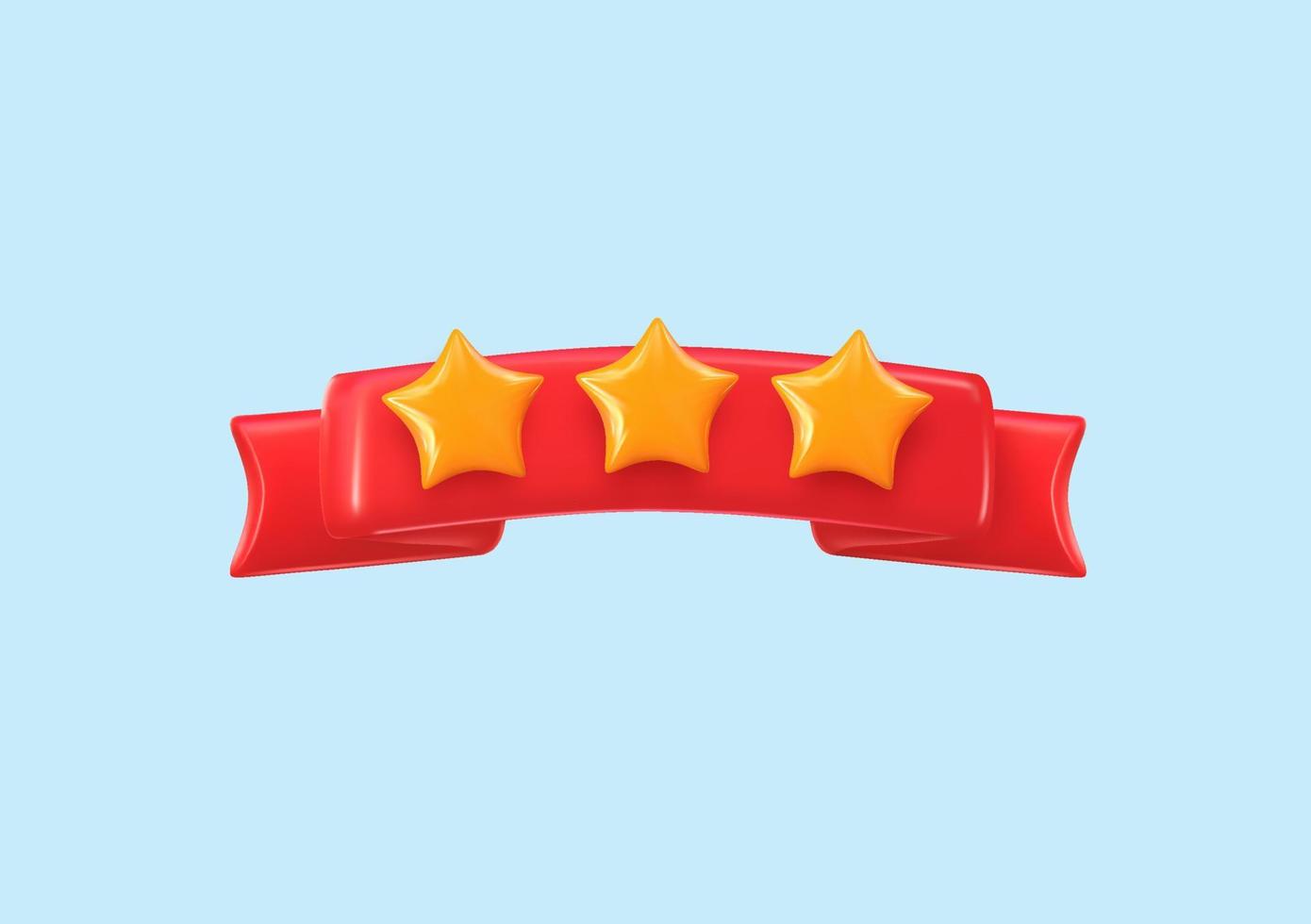 Congratulations winner award isolated icon. Congrats sign. 3d Vector red ribbon and glossy yellow stars
