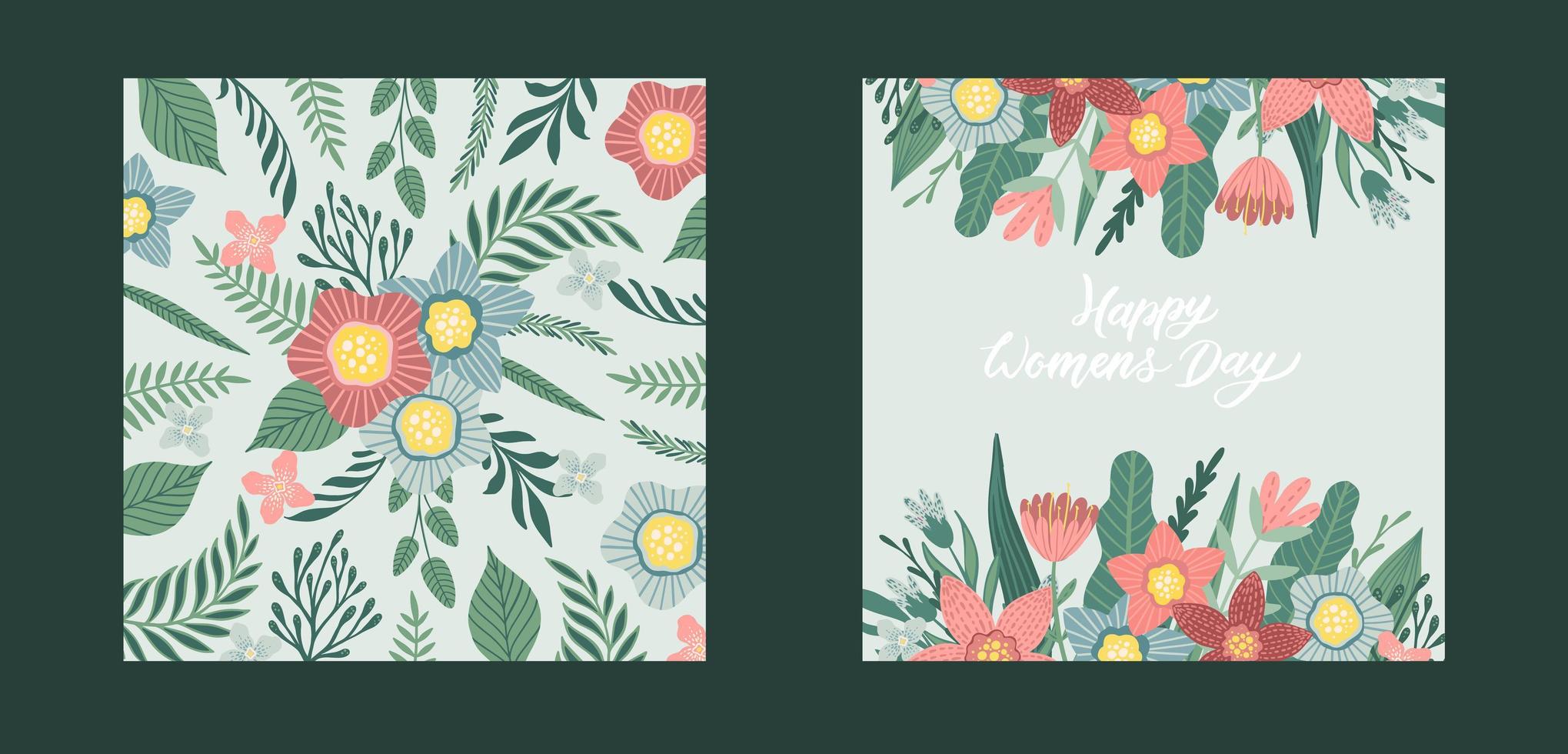día de la madre conjunto de carteles vectoriales con flores. dibujos para una tarjeta, cartel o postal vector