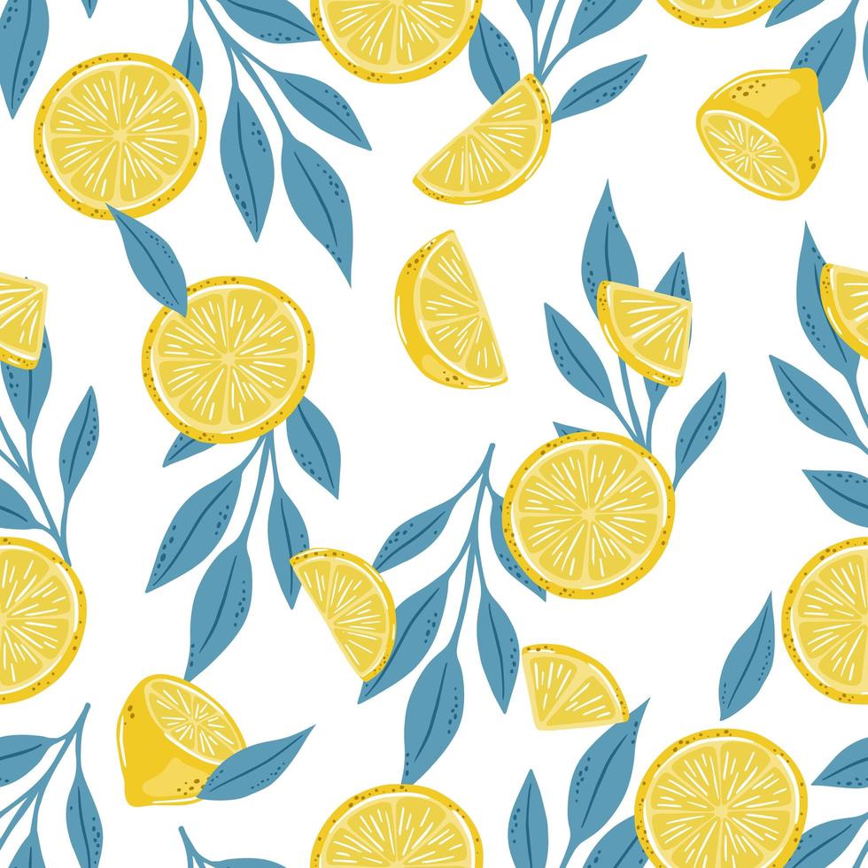 Seamless pattern of hand drawn lemons. Citrus fruit background. Perfect for textile wallpaper posters vector