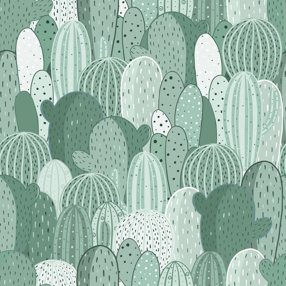 Seamless pattern with cactus and painted textures. Ideal for fabric, textile. Vector pastel background