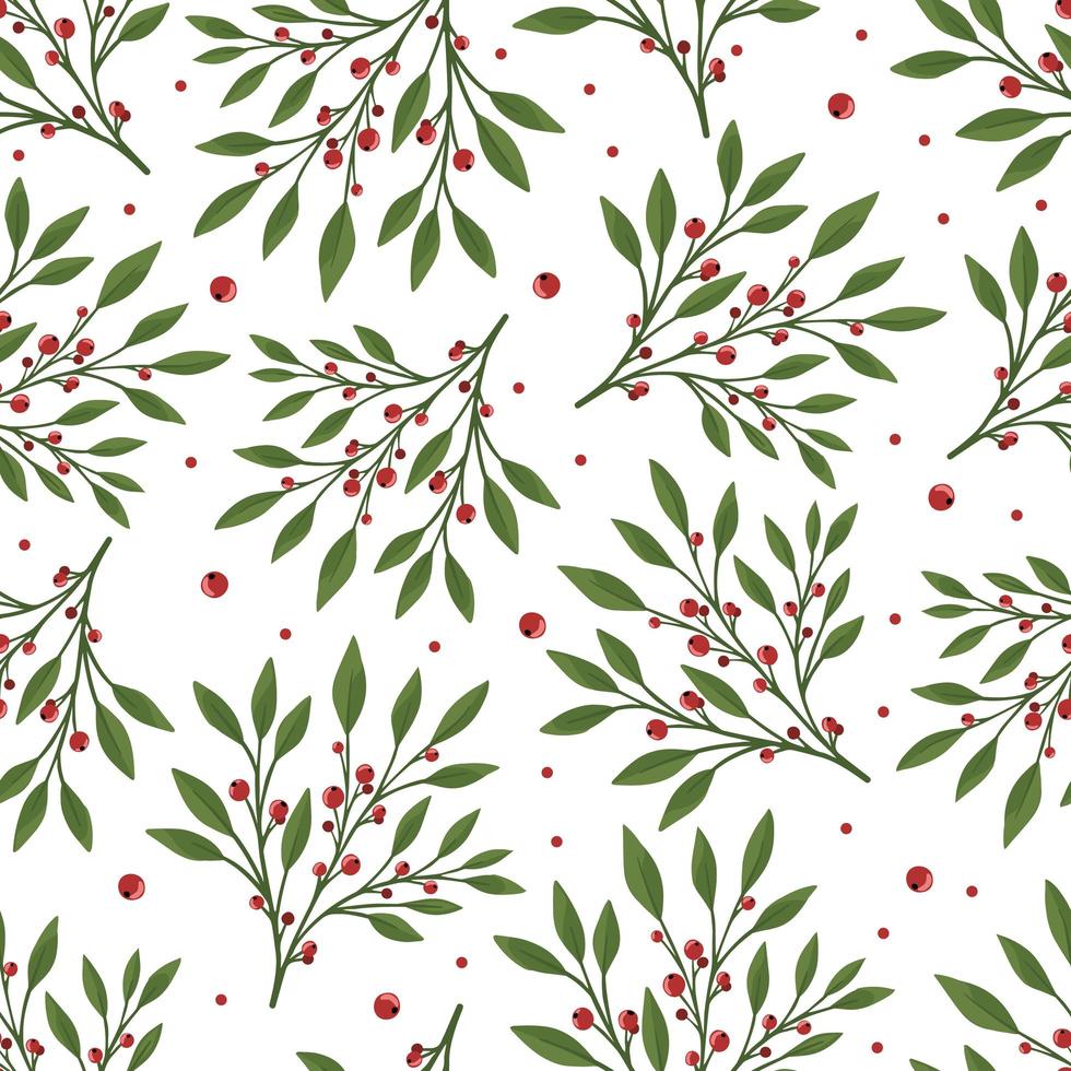 patrón floral transparente con hojas verdes y frutos rojos. perfecto para carteles de papel tapiz textil. vector