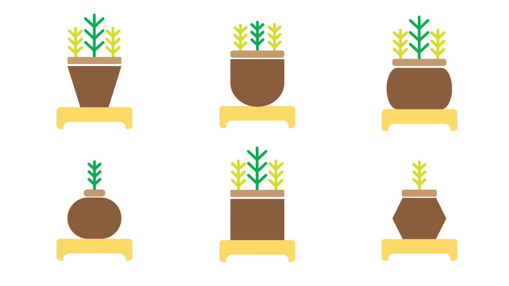 conjunto de iconos de plantas en macetas con muchas formas. ilustración vectorial de estilo plano vector