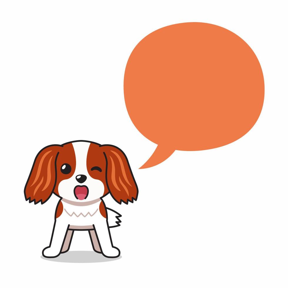 Cartoon character cavalier king charles spaniel dog with speech bubble vector