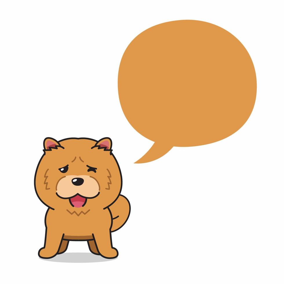 perro chow chow de personaje de dibujos animados con burbujas de discurso vector