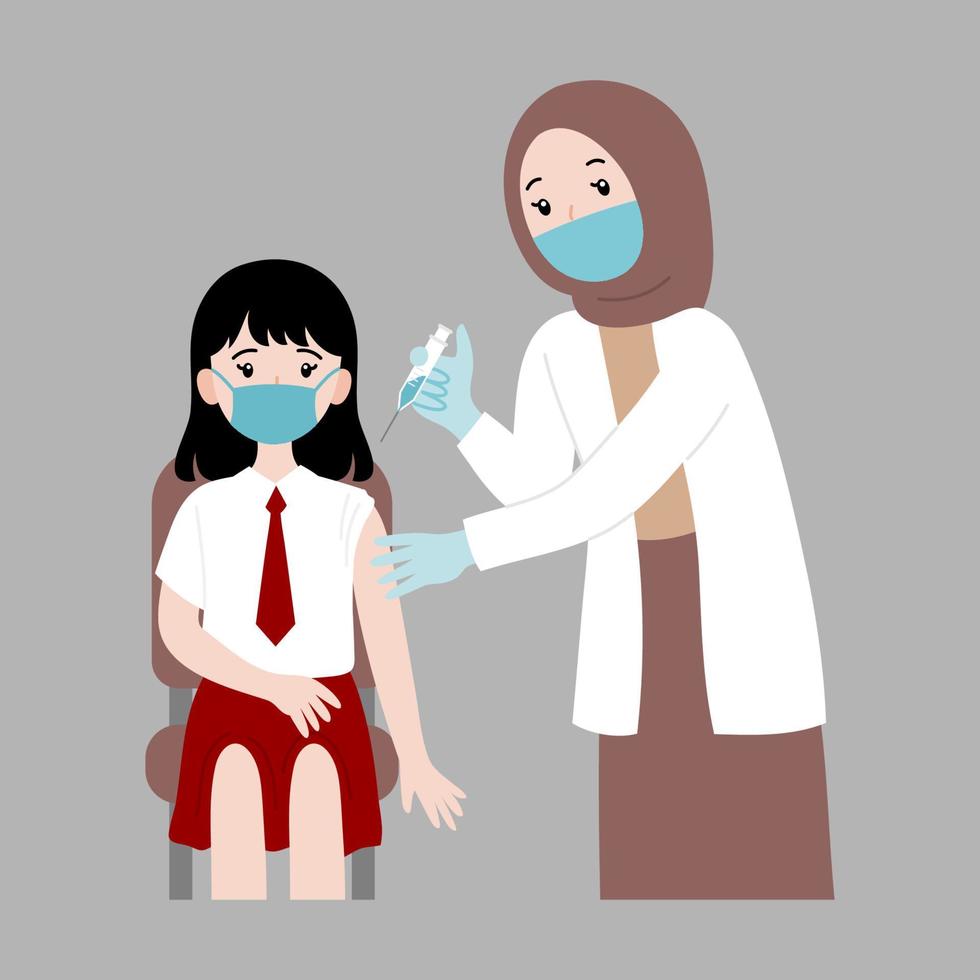 Elementary kids vaccinated illustration vector