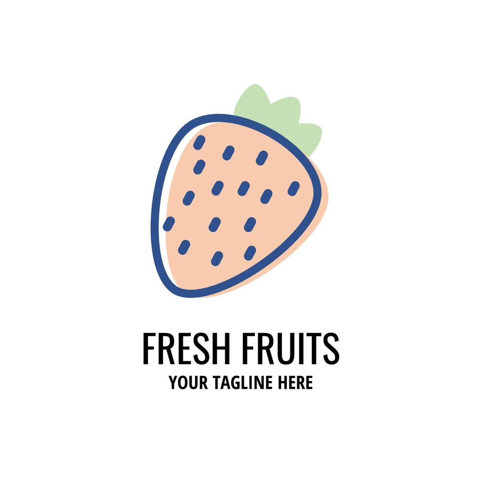 plantilla de logotipo simple de fresa fresca. diseño de icono de vector de fruta fresca.