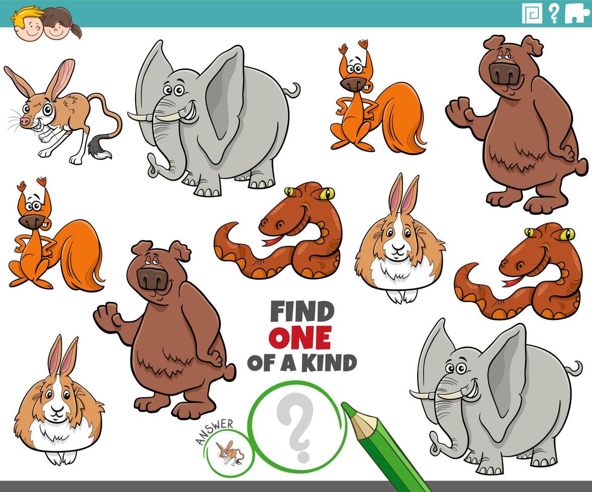 one of a kind game for children with cartoon wild animals 5275927 Vector Art at Vecteezy one of a kind game for children with cartoon wild animals 5275927 Vector Art at Vecteezy