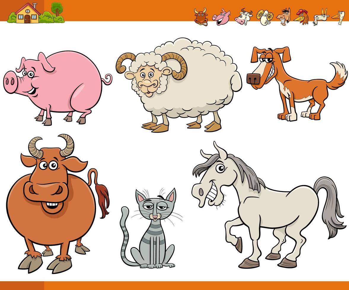 Conjunto de personajes de cómic de animales de granja de dibujos animados  5275933 Vector en Vecteezy