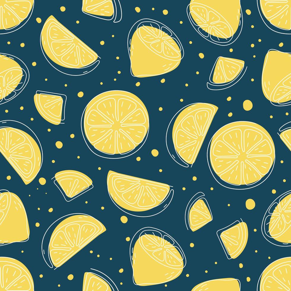 Seamless pattern of hand drawn lemons. Citrus fruit background. Perfect for textile wallpaper posters vector