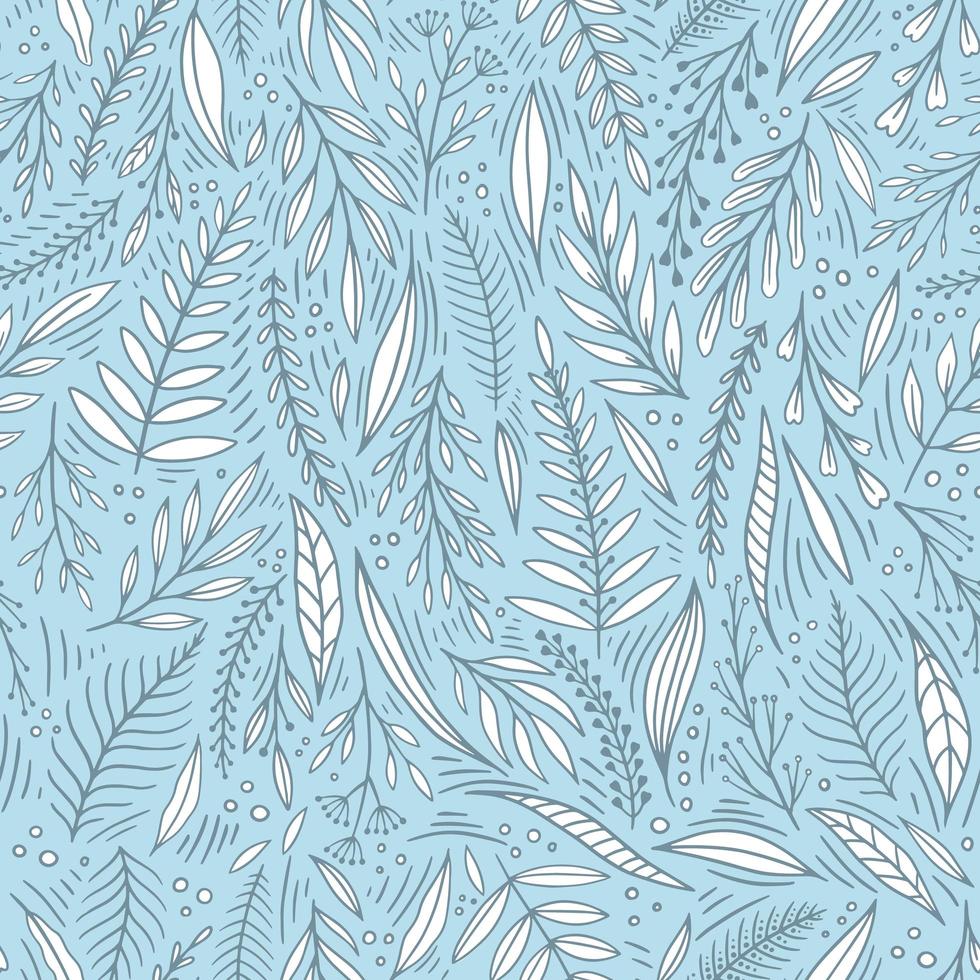 Seamless cute floral vector pattern with plant and flowers. Flower background.