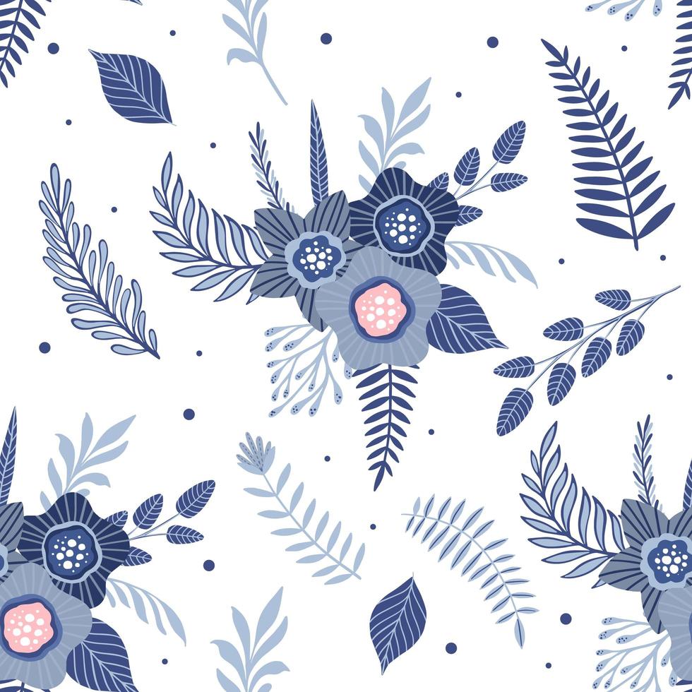 Seamless pattern with flowers and leaves. Creative floral texture. Great for fabric, textile Vector Illustration