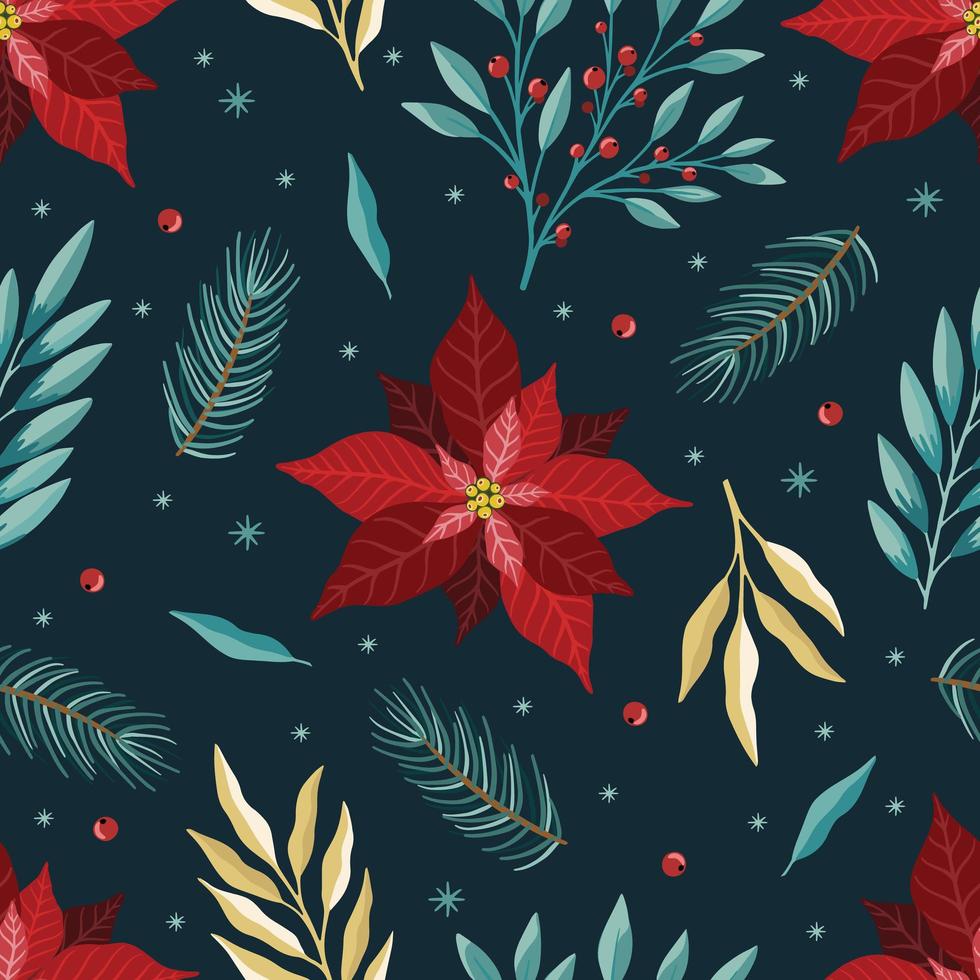 Christmas and New Year seamless pattern, vector xmas background