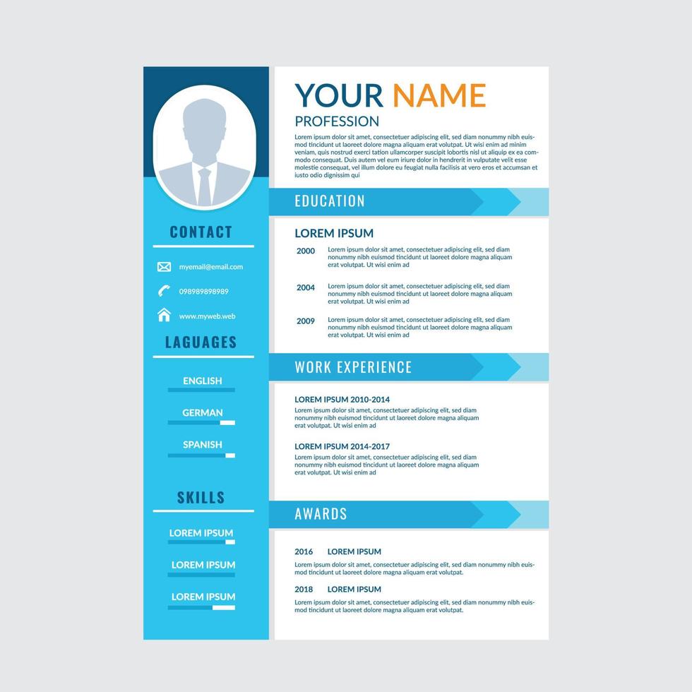 plantilla de curriculum vitae vector