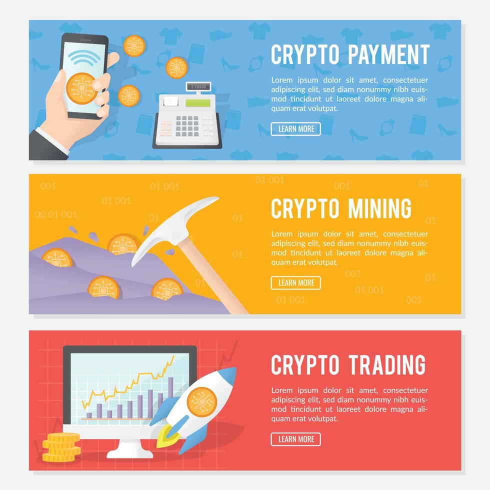 cryptocurrency background banner vector