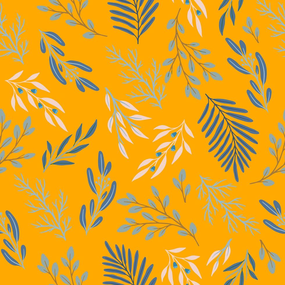 Seamless cute floral vector pattern with plant and flowers. Flower background.