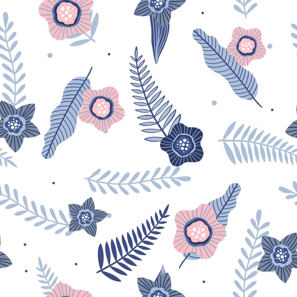 Seamless pattern with flowers and leaves. Creative floral texture. Great for fabric, textile Vector Illustration