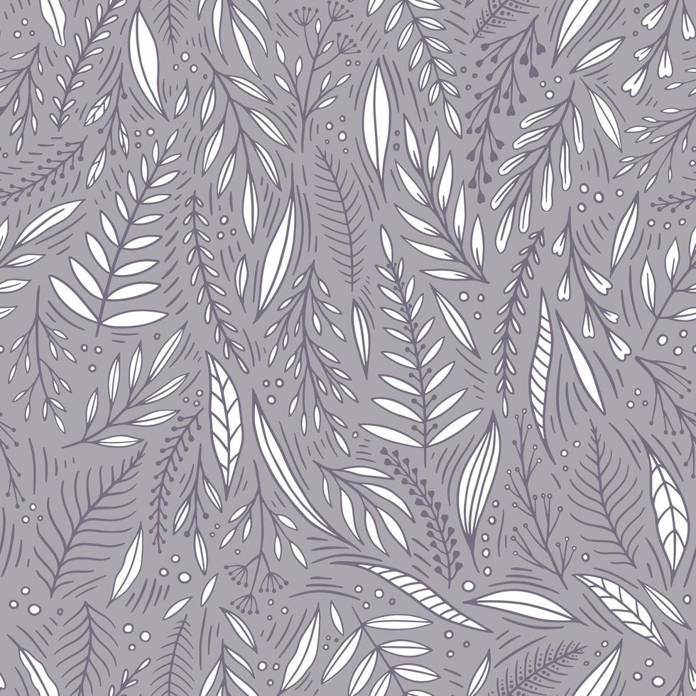 Seamless cute floral vector pattern with plant and flowers. Flower background.
