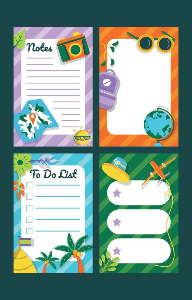 Colorful Travel Journal Template Set vector