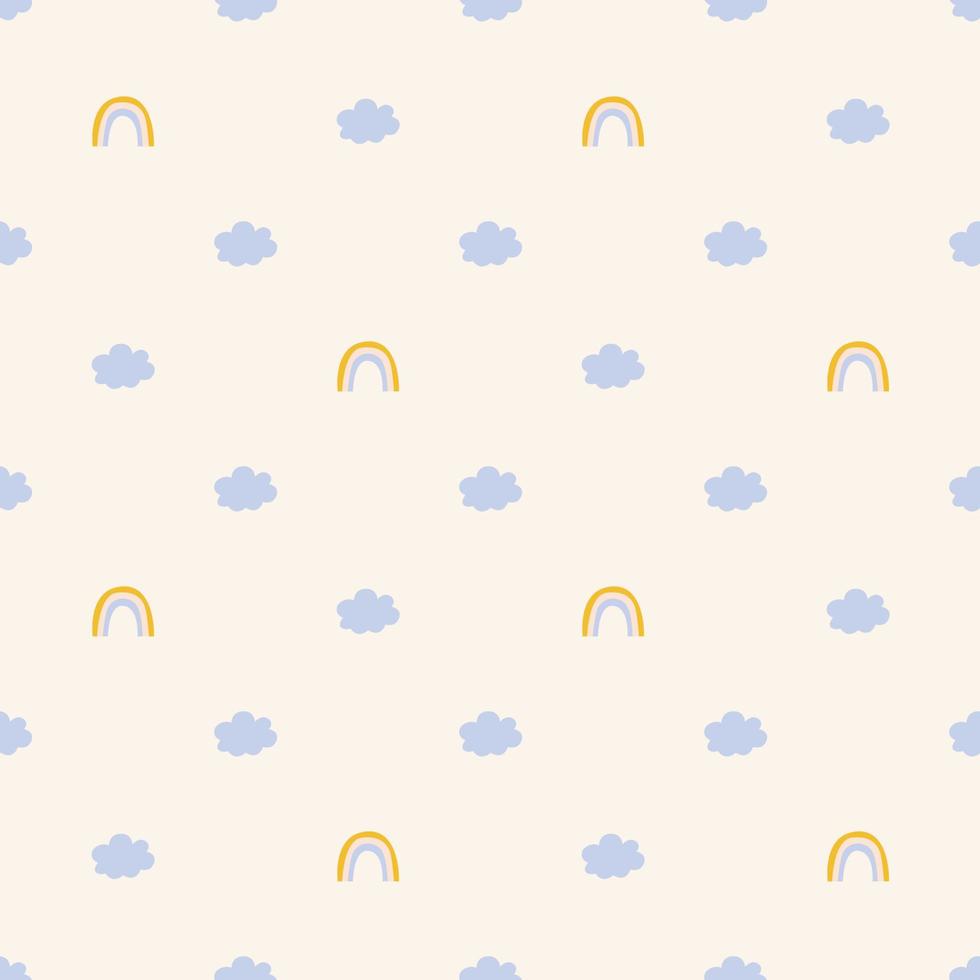 Seamless pattern with cute rainbows and clouds vector
