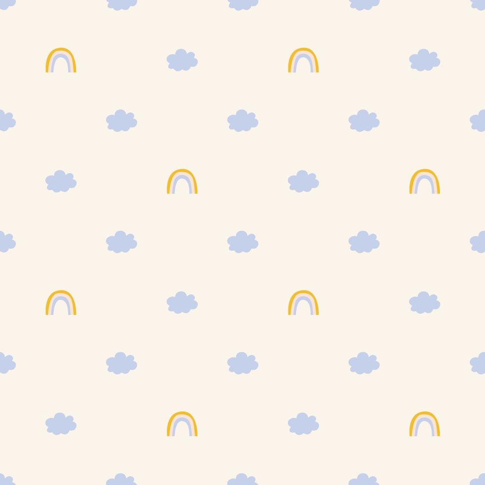 Seamless pattern with cute rainbows and clouds vector