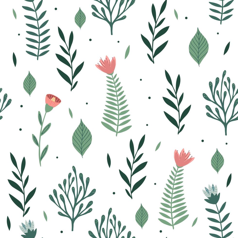 Seamless pattern with flowers and leaves. Creative floral texture. Great for fabric, textile Vector Illustration