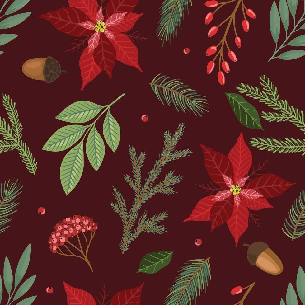 Christmas and New Year seamless pattern, vector xmas background