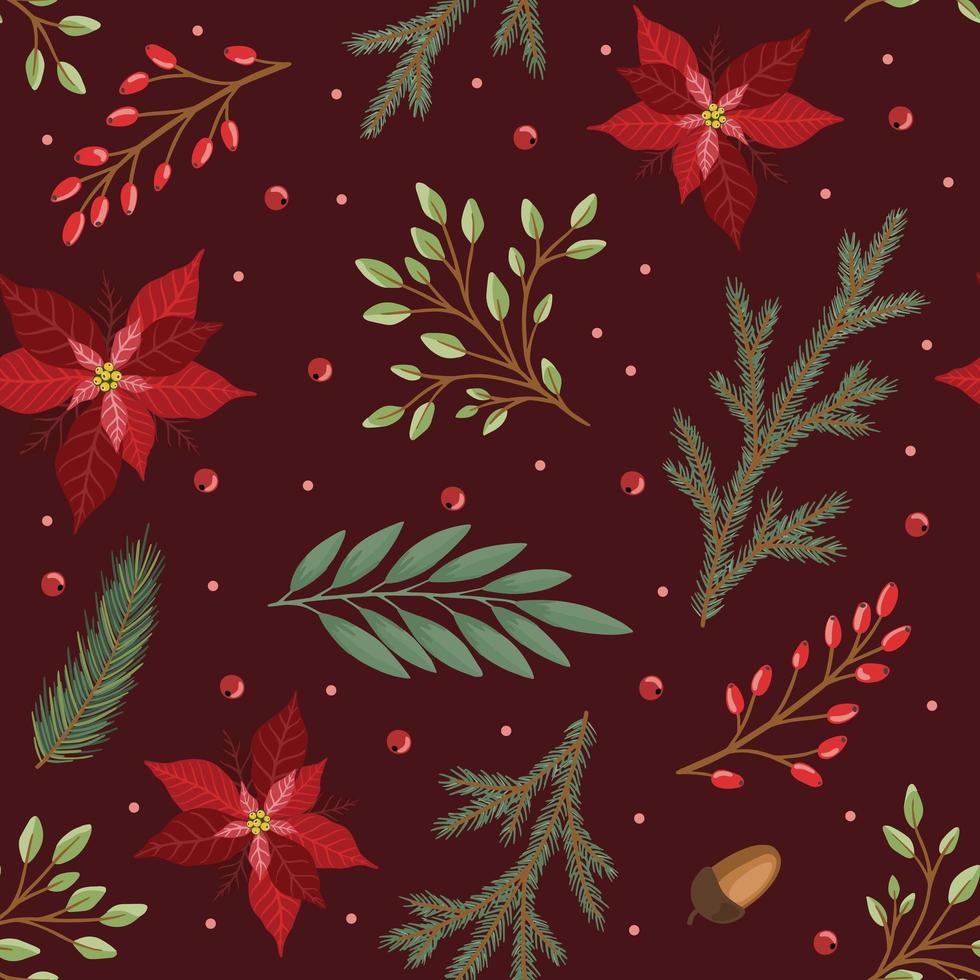 Christmas and New Year seamless pattern, vector xmas background