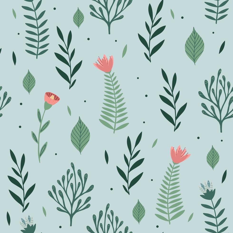 Seamless pattern with flowers and leaves. Creative floral texture. Great for fabric, textile Vector Illustration