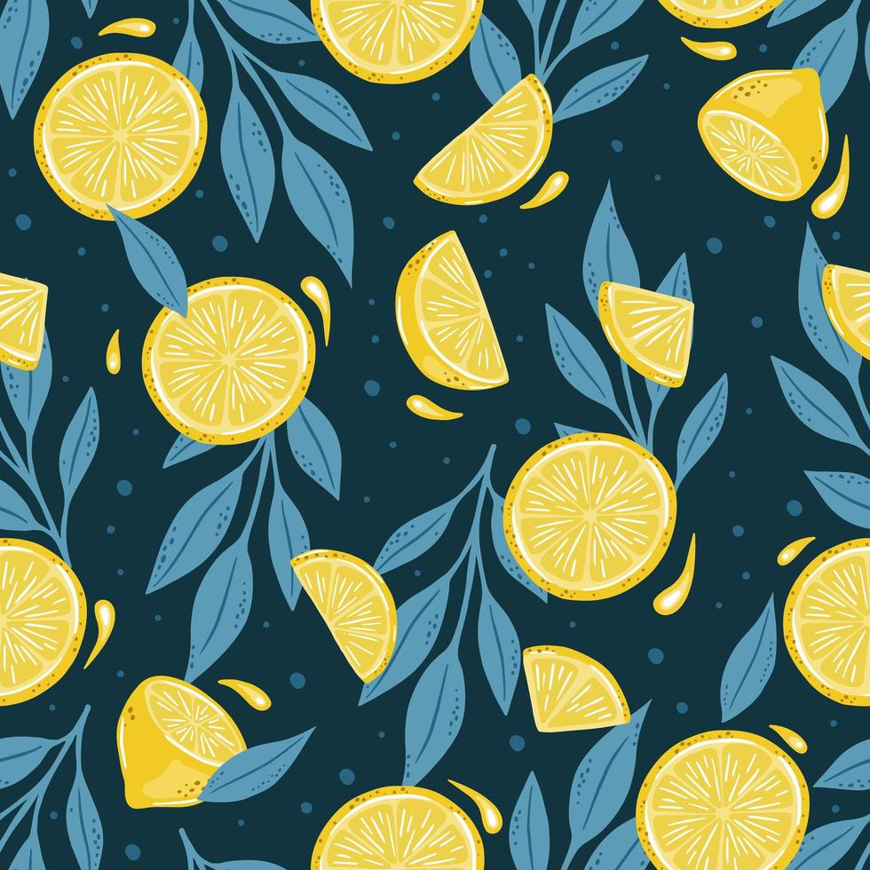Seamless pattern of hand drawn lemons. Citrus fruit background. Perfect for textile wallpaper posters vector