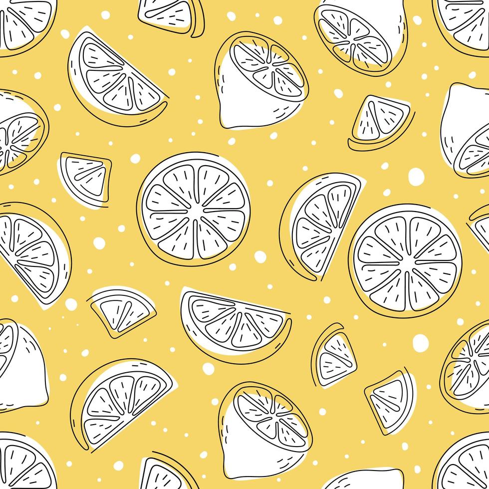 seamless pattern of lemon with hand draw style vector
