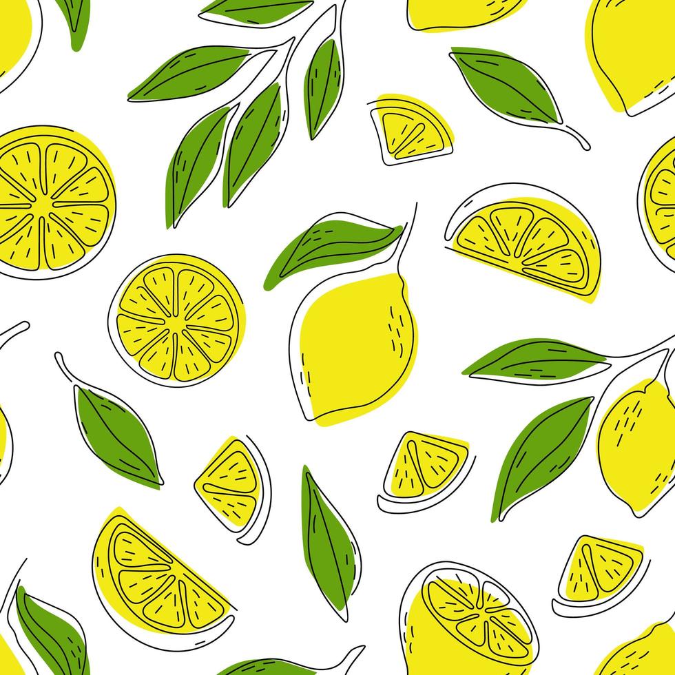 Seamless pattern of hand drawn lemons. Citrus fruit background. Perfect for textile wallpaper posters vector