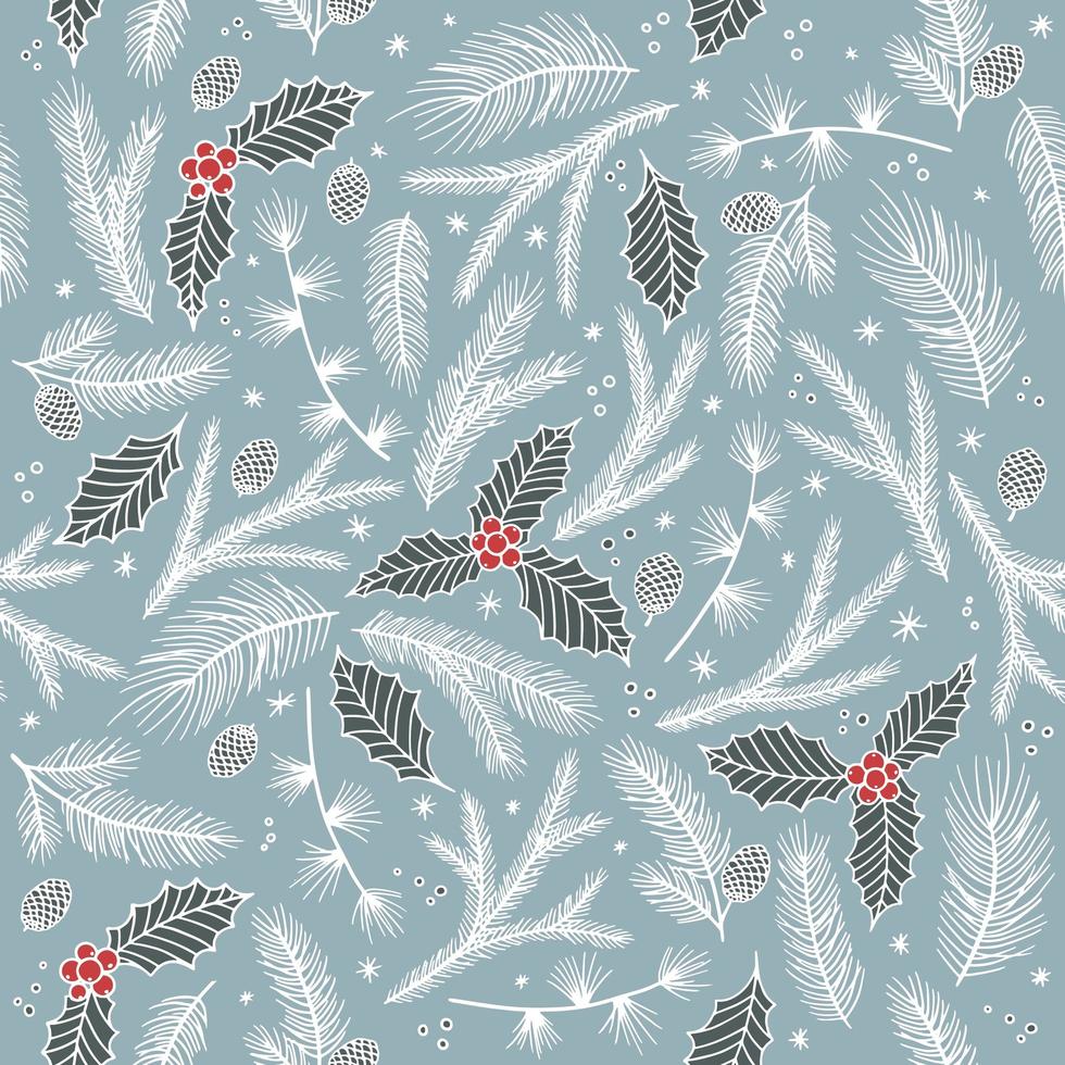 Christmas and New Year seamless pattern, vector xmas background