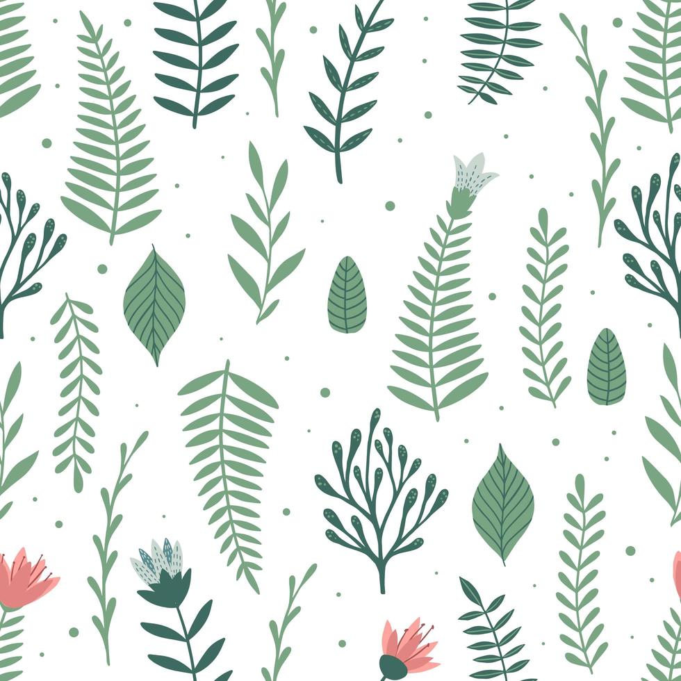 Seamless pattern with flowers and leaves. Creative floral texture. Great for fabric, textile Vector Illustration