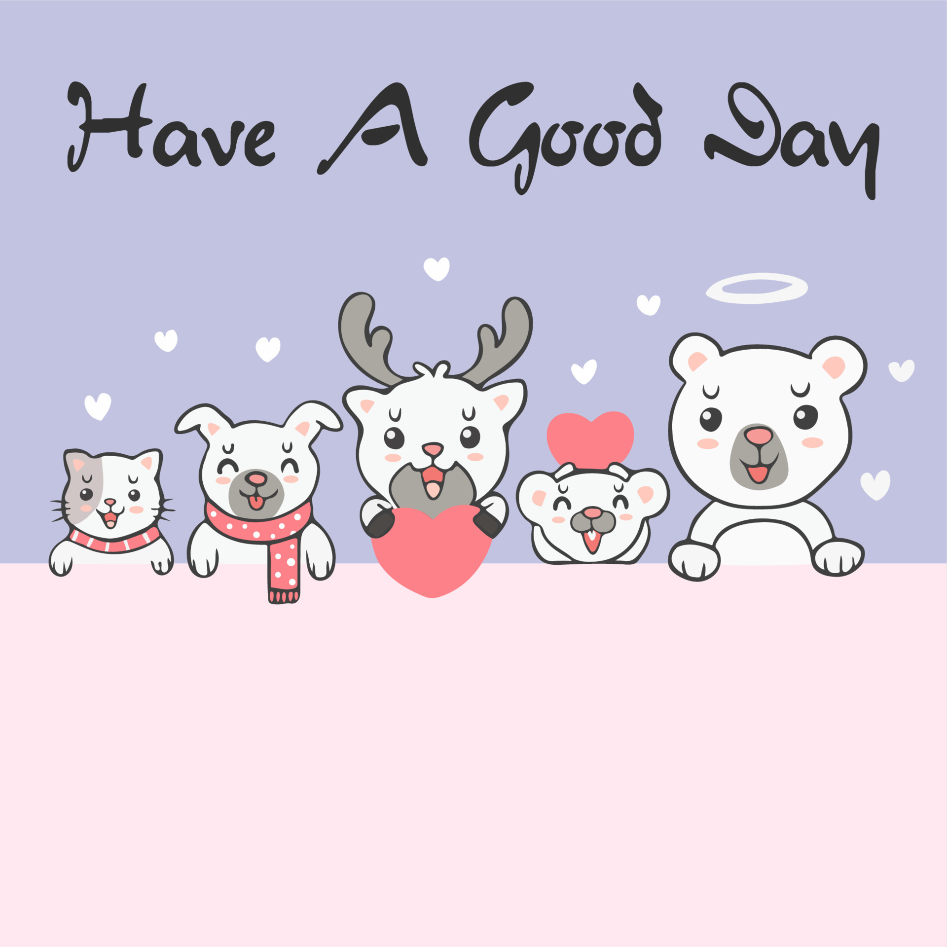 Group of cute kawaii animals with say have a good day background wallpaper  cover banner 5276434 Vector Art at Vecteezy