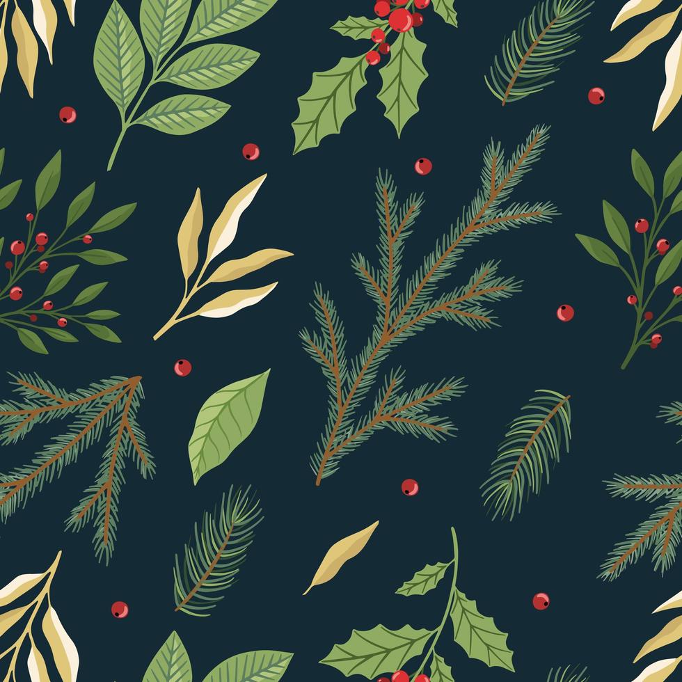 Christmas and New Year seamless pattern, vector xmas background