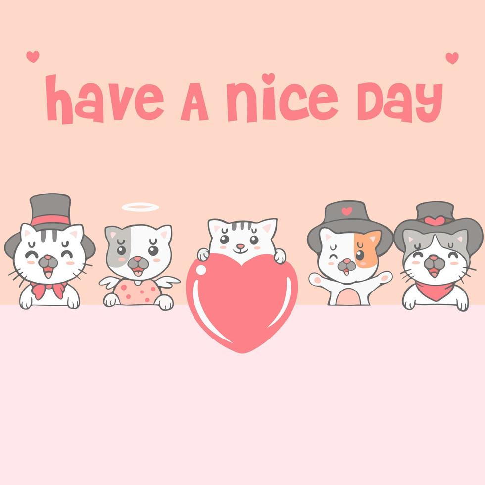 Cute kawaii cats and dogs with say have a nice day background wallpaper cover banner vector