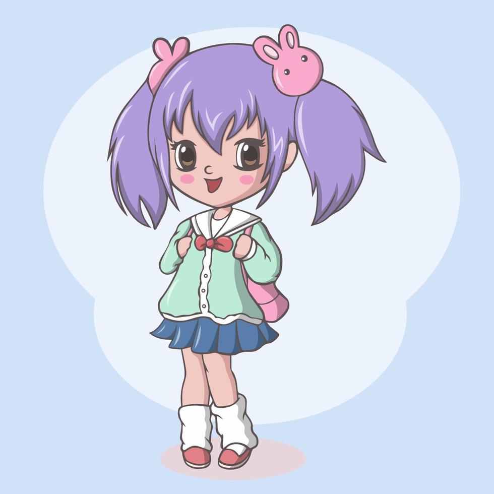 Cute elementary school girl with bag vector