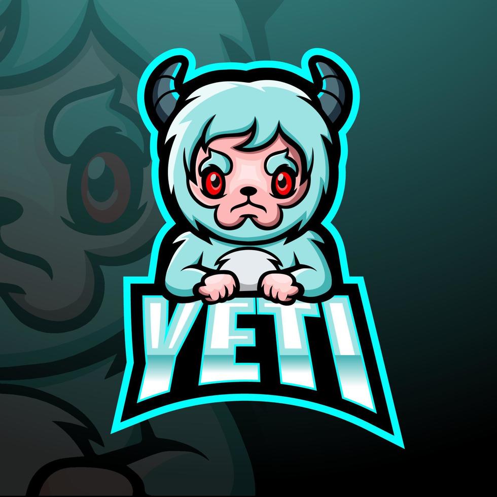 pequeño yeti esport mascota logo diseño vector