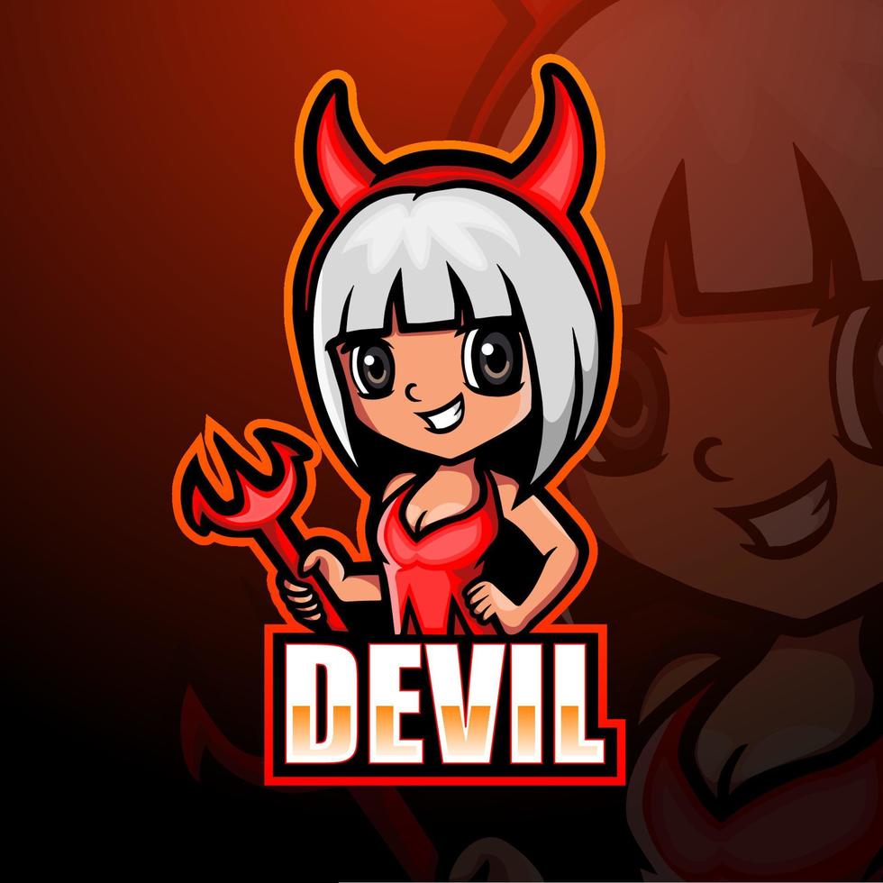 Devil girl mascot esport logo design vector